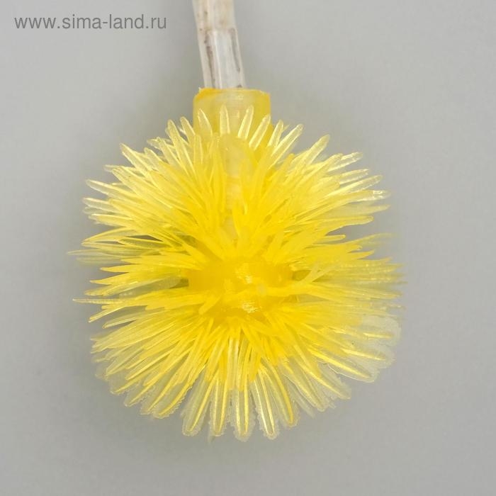 Гирлянда &laquo;Нить&raquo; 5 м с насадками &laquo;Ёжики жёлтые&raquo;, IP20, прозрачная нить, 30 LED, свечение жёлтое, 8 режимов, 220 В