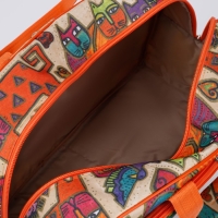 Сумка дорожная на молнии, 2 наружных кармана, длинный ремень, цвет оранжевый/разноцветный Сумка дорожная на молнии, 2 наружных кармана, длинный ремень, цвет оранжевый/разноцветный