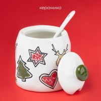 Сахарница новогодняя Доляна Sweet Treats, 270 мл, 8,1&times;10,6 см, керамика, цвет белый