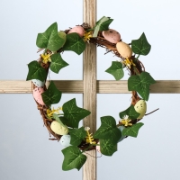 Венок на дверь интерьерный "Пасхальные яички с листочками" d=18 см Венок на дверь интерьерный "Пасхальные яички с листочками" d=18 см