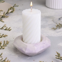 Подсвечник "Квадрат" из гипса со скошенными углами малый,9х3,5см,мрамор с фиолет. полосками Подсвечник "Квадрат" из гипса со скошенными углами малый,9х3,5см,мрамор с фиолет. полосками