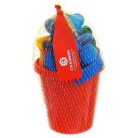 Набор для игры в песке №1: ведёрко, 4 формочки для песка, грабельки, лопатка, МИКС