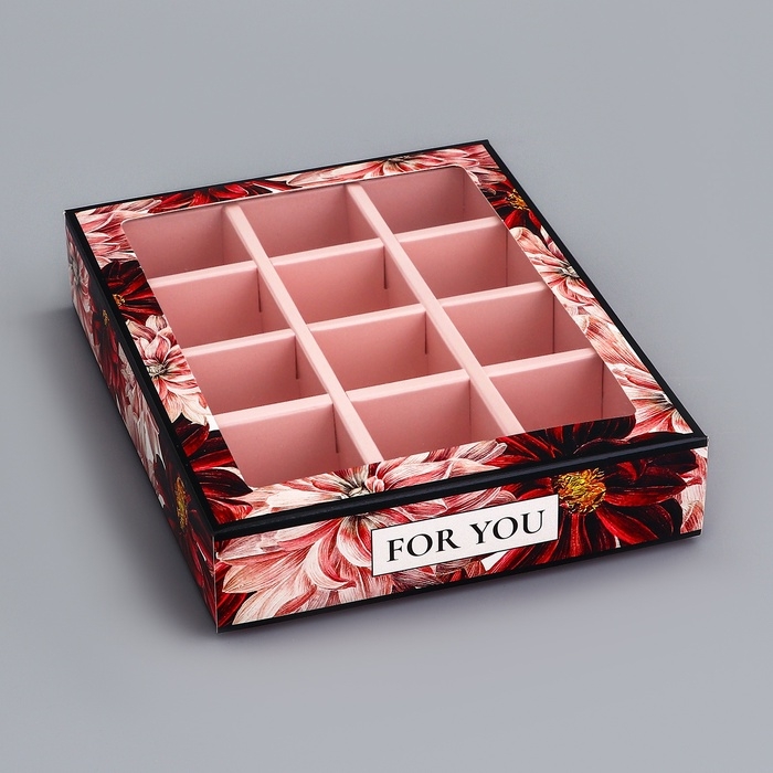 Коробка складная для 12 конфет Коробка складная для 12 конфет "Презент", 19 х 15 х 3,6 см. Кондитерская упаковка