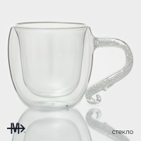 Кружка стеклянная с двойными стенками Magistro &laquo;Даймонд&raquo;, 200 мл