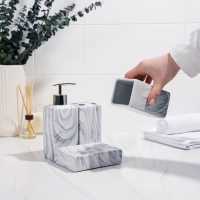 Набор аксессуаров для ванной комнаты «Мрамор», 4 предмета (дозатор, мыльница, 2 стакана) Набор аксессуаров для ванной комнаты «Мрамор», 4 предмета (дозатор, мыльница, 2 стакана)