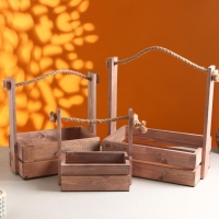 Набор кашпо деревянных 3 в 1 (30.5&times;18.5&times;35; 25.5&times;15&times;30; 20&times;12&times;23) "Аром", Состаренный дуб