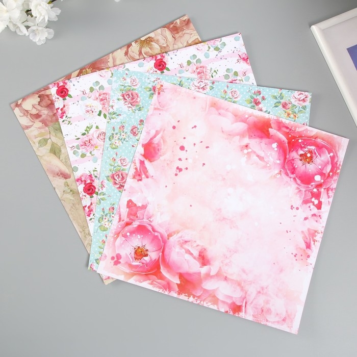 Бумага для скрапбукинга 30х30 см "Шебби-шик", двусторонняя, 12 листов, 12 дизайнов