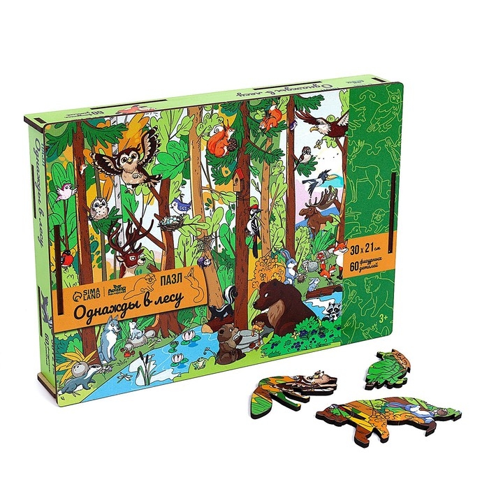 Пазл деревянный фигурный «Однажды в лесу», 60 элементов Пазл деревянный фигурный «Однажды в лесу», 60 элементов