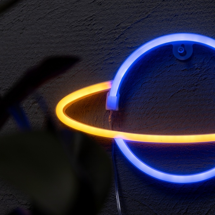 Неоновая вывеска &laquo;Планета&raquo; 30 x 17.5 см, батарейки AAx3 (нет в комплекте) + USB, свечение сине-оранжевое