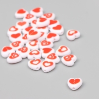 Бусины для творчества пластик "Нарисованное сердце" бело-красные набор 30 шт 0,8х0,4 см Бусины для творчества пластик "Нарисованное сердце" бело-красные набор 30 шт 0,8х0,4 см