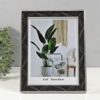 Фоторамка пластик 15х20 см "Абстракция из линий на чёрном" серебро 1,5х18,6х23,6 см