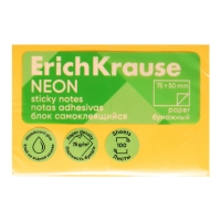 Блок с липким краем бумажный 75х50 мм, ErichKrause "Neon", 100 листов, оранжевый Блок с липким краем бумажный 75х50 мм, ErichKrause "Neon", 100 листов, оранжевый