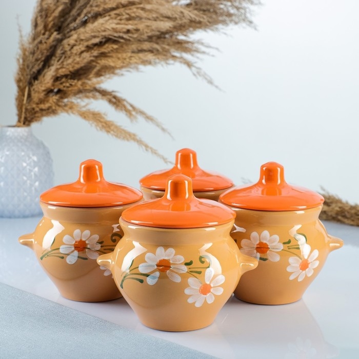 Набор горшков №5 с ручками 4х0,5л, МИКС Набор горшков №5 с ручками 4х0,5л, МИКС