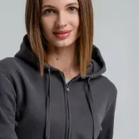 Толстовка на молнии с капюшоном унисекс King, темно-серая, размер 3XL