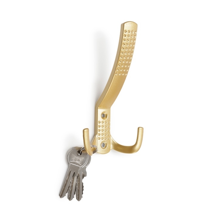 Крючок мебельный ТУНДРА TKT001, трехрожковый, матовое золото Крючок мебельный ТУНДРА TKT001, трехрожковый, матовое золото