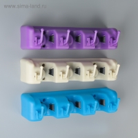 Держатель для уборочного инвентаря с крючками, 26&times;6&times;9 см, цвет МИКС