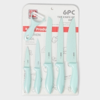 Набор кухонных принадлежностей «Клауд», 6 предметов: 5 ножей, овощечистка из керамики, цвет бирюзовый Набор кухонных принадлежностей «Клауд», 6 предметов: 5 ножей, овощечистка из керамики, цвет бирюзовый