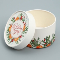 Набор шляпных коробок 3 в 1 &laquo;Акварельный&raquo;, 16 х 10, 14 х 9, 13 х 8.5 см, Новый год