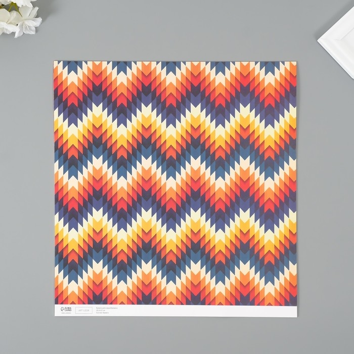 Бумага для скрапбукинга "Зигзаг" плотность 180 гр набор 5 шт 30,5х32 см