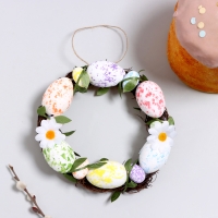 Пасхальный декор &laquo;Венок с ромашками&raquo; 20 &times; 20 &times; 4 см