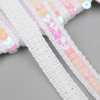 Тесьма декоративная с пайетками, 12 мм, 9 &plusmn; 0,5 м, цвет перламутровый