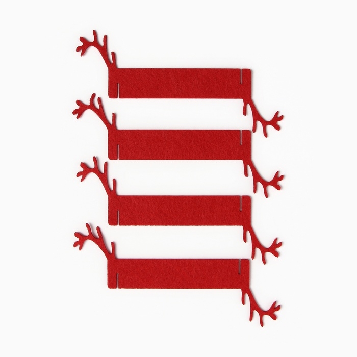 Новый год. Набор декоративных колец для салфеток "Олень" цвет бордо, 4шт 15*5см, 100%п/э фетр