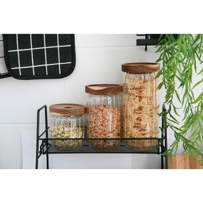 Банка стеклянная для хранения сыпучих продуктов Magistro &laquo;Дафна&raquo;, 400 мл, 9&times;10,5 см, с деревянной крышкой