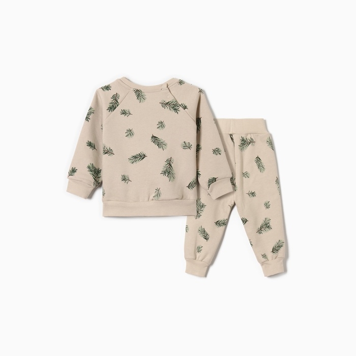 Новый год. Костюм (свитшот и брюки) Крошка Я "Еловые веточки", рост 86-92 см