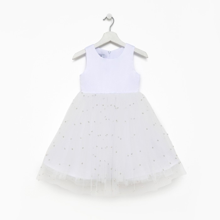 Платье детское с бусинками KAFTAN р. 36 (134-140 см), белый