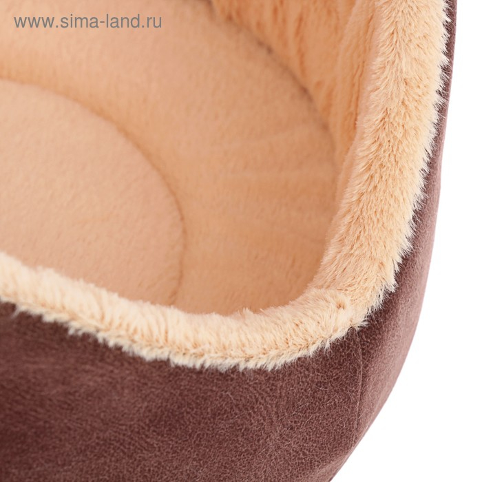 Дом, трансформирующийся в 2 лежанки, 33 х 29 х 29 см, мебельная ткань, коричневый Дом, трансформирующийся в 2 лежанки, 33 х 29 х 29 см, мебельная ткань, коричневый