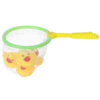 Набор резиновых игрушек для ванны &laquo;Поймай уточку&raquo;, сачок + 4 игр. с пищалкой, Крошка Я