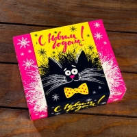 Новый год. Подарочная коробка "Черный кот",18,5 х 16 х 5,8 см