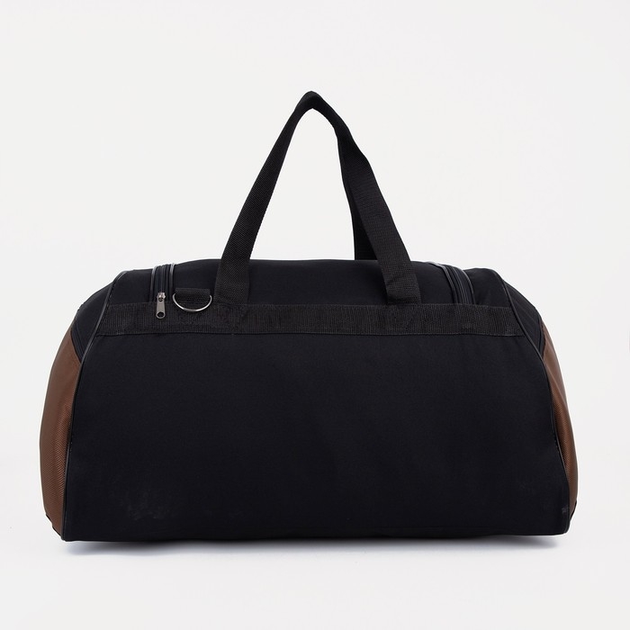 Сумка спортивная на молнии, 2 наружных кармана, длинный ремень, средний размер, цвет чёрный/коричневый Сумка спортивная на молнии, 2 наружных кармана, длинный ремень, средний размер, цвет чёрный/коричневый