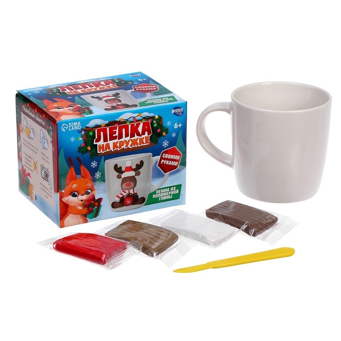 Новогодний набор для декора кружки полимерной глиной &laquo;Новый год! Олень&raquo;