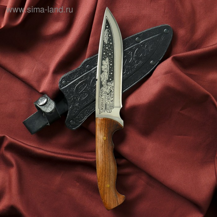 Нож кавказский, туристический "Зодиак" с ножнами, сталь - 40х13, вощеный орех, 14.5 см