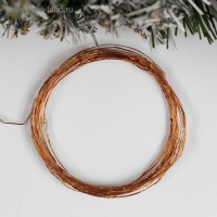 Гирлянда &laquo;Нить&raquo; 5 м роса, IP20, медная нить, 50 LED, свечение тёплое белое, 2 режима, AAх3