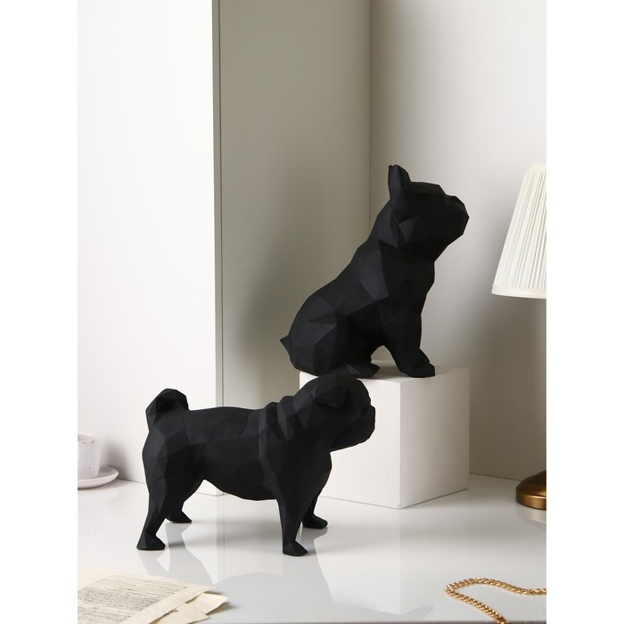 Набор фигур &laquo;Бульдог&raquo;, геометрия, полистоун, 34 см, цвет черный