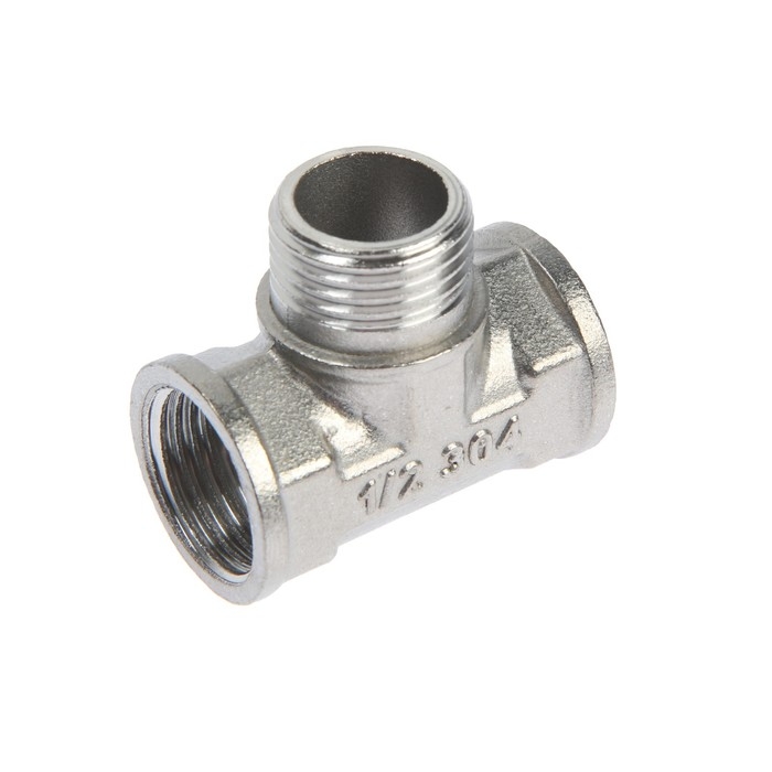 Тройник ZEIN engr, 1/2 Тройник ZEIN engr, 1/2", внутренняя/наружная/внутренняя резьба, нержавеющая сталь