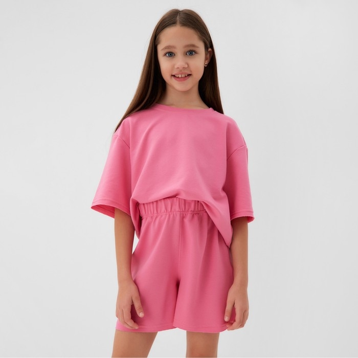 Костюм детский (футболка, шорты) MINAKU: Casual Collection цвет розовый, рост 122 см Костюм детский (футболка, шорты) MINAKU: Casual Collection цвет розовый, рост 122 см