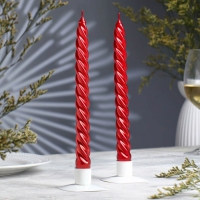 Набор свечей витых, 2,3х 24,5 см, 5 ч, 50 г, 2 штуки, красный металлик Набор свечей витых, 2,3х 24,5 см, 5 ч, 50 г, 2 штуки, красный металлик