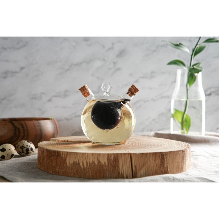 Бутыль стеклянная для соусов и масла 2 в 1 &laquo;Фьюжн. Бомбочка&raquo;, 230/40 мл, 10,5&times;8,5&times;9,5 см