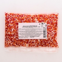 Кондитерская посыпка с мягким центром "Бисер": оранжевая, красная, серебро, 500 г