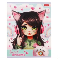 Тетрадь 40 листов в клетку "Девочка-кошка", обложка мелованный картон, блок офсет 65г/м2, МИКС Тетрадь 40 листов в клетку "Девочка-кошка", обложка мелованный картон, блок офсет 65г/м2, МИКС