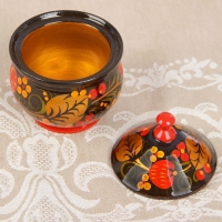 Солонка &laquo;Ягодка&raquo;, большая, 7&times;10 см, хохлома