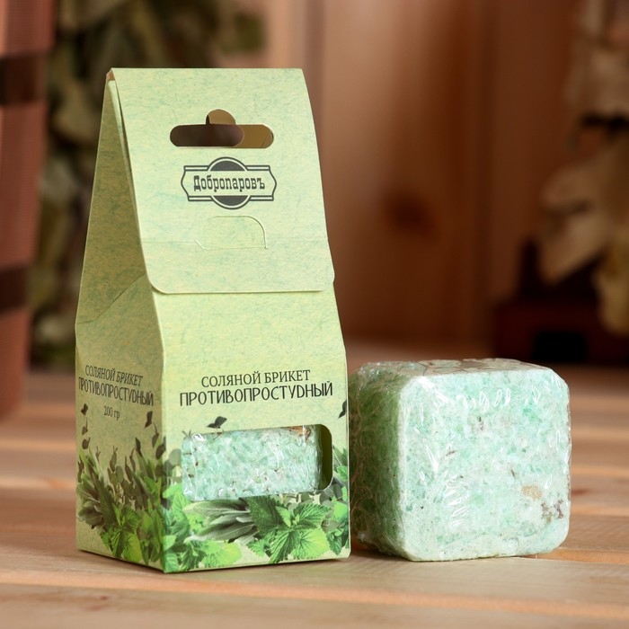 Соляной брикет куб Соляной брикет куб "Противопростудный" 200 г "Добропаровъ" эвкалипт, шалфей, мята