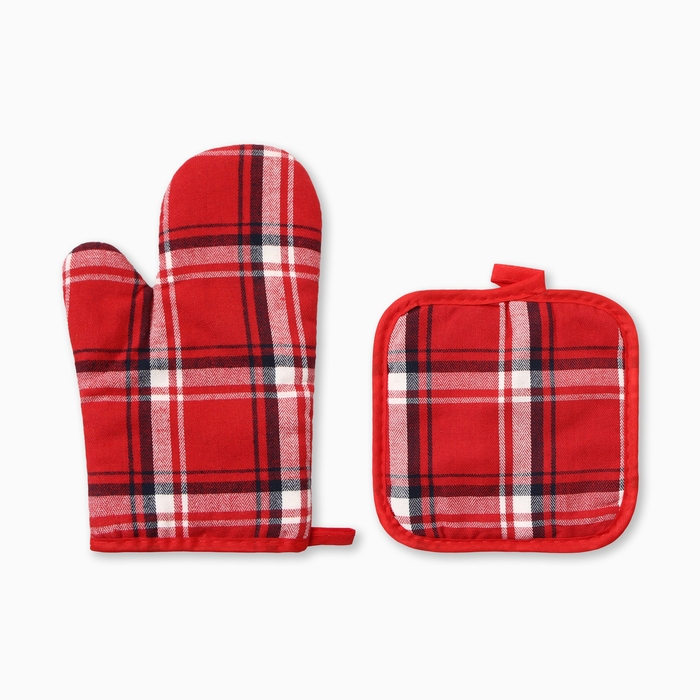 Новый год. Кухонный набор 2 пр. Этель Клетка цв.красный прих.17*17см, варежка-прихв. 26*16см,100%п/э Новый год. Кухонный набор 2 пр. Этель Клетка цв.красный прих.17*17см, варежка-прихв. 26*16см,100%п/э