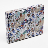 Коробка сборная крышка-дно с окном, "Новогодняя почта", 26 х 21 х 4 см. Новый год Коробка сборная крышка-дно с окном, "Новогодняя почта", 26 х 21 х 4 см. Новый год