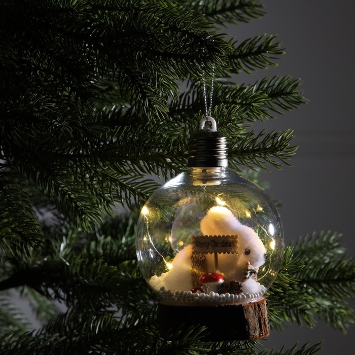 Ёлочный шар «Заяц», батарейки, 1 LED, свечение тёплое белое Ёлочный шар «Заяц», батарейки, 1 LED, свечение тёплое белое