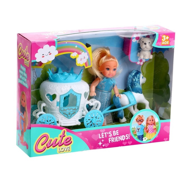 Кукла малышка &laquo;Ева&raquo; в платье, с каретой и питомцем