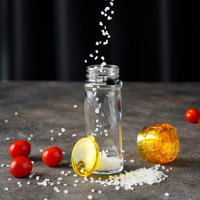 Мельница для специй, пластиковый механизм, 115 мл (45-80 гр), цвет жёлтый